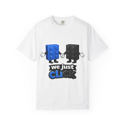 We Just Click—Blue & Black Bricks Tee