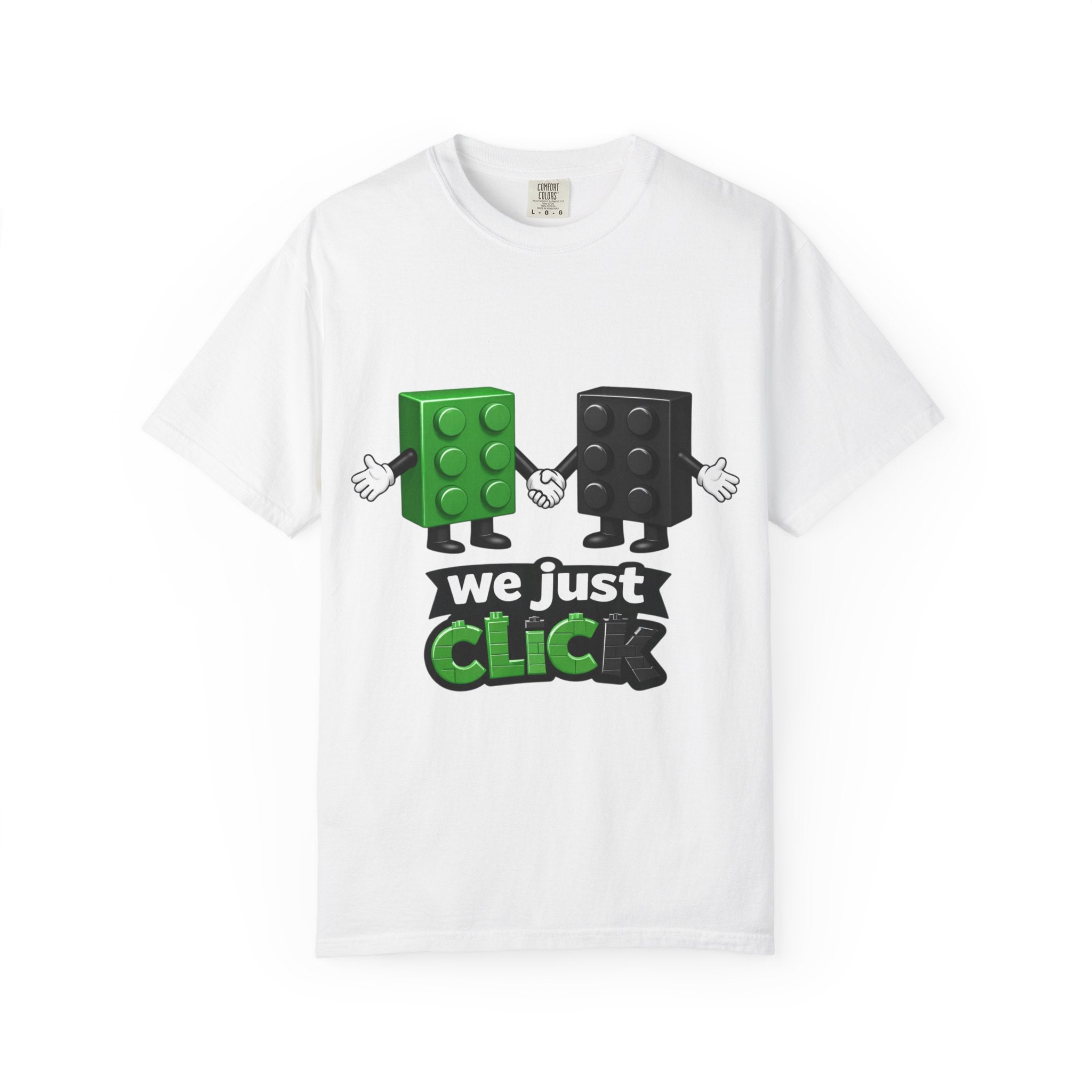 We Just Click—Green & Black Bricks Tee