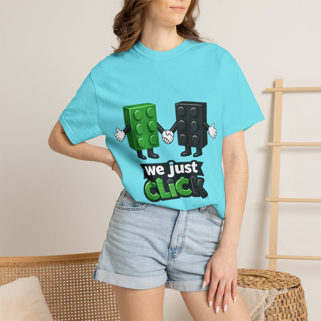 We Just Click—Green & Black Bricks Tee