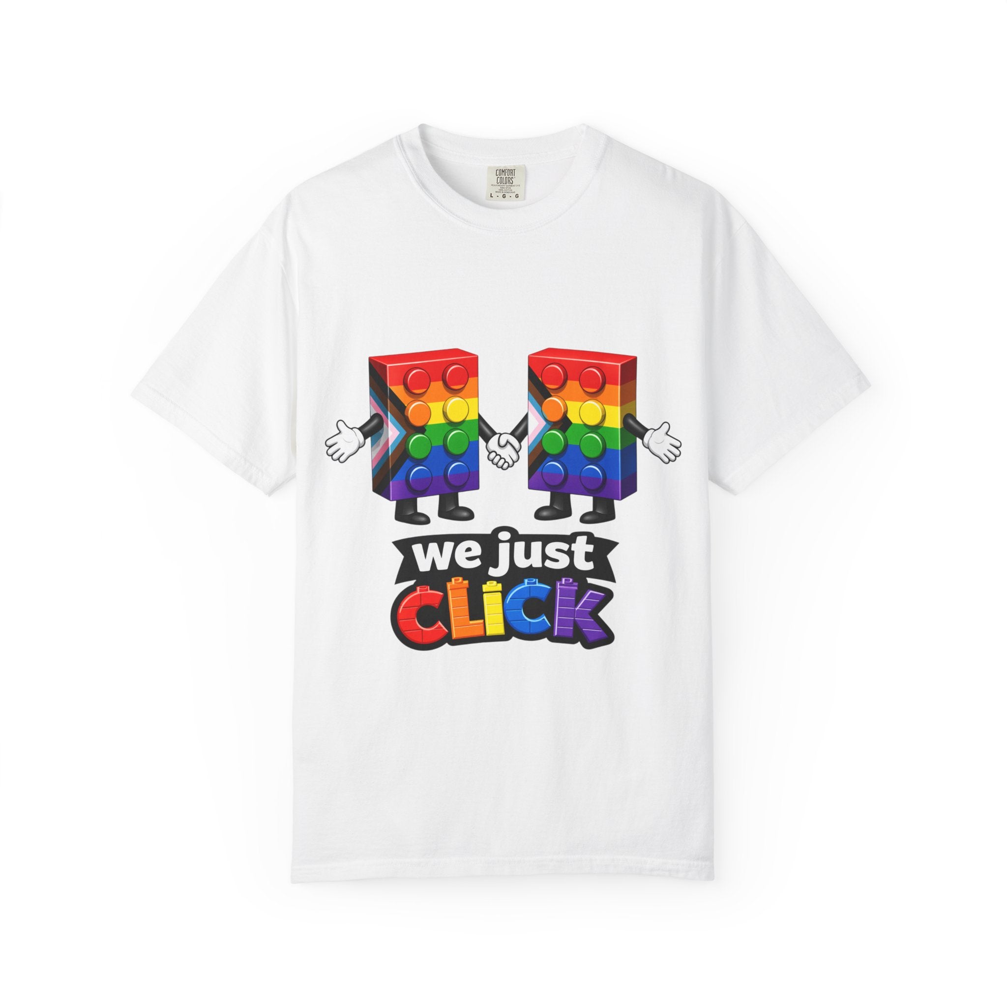 We Just Click—Pride Flag Tee