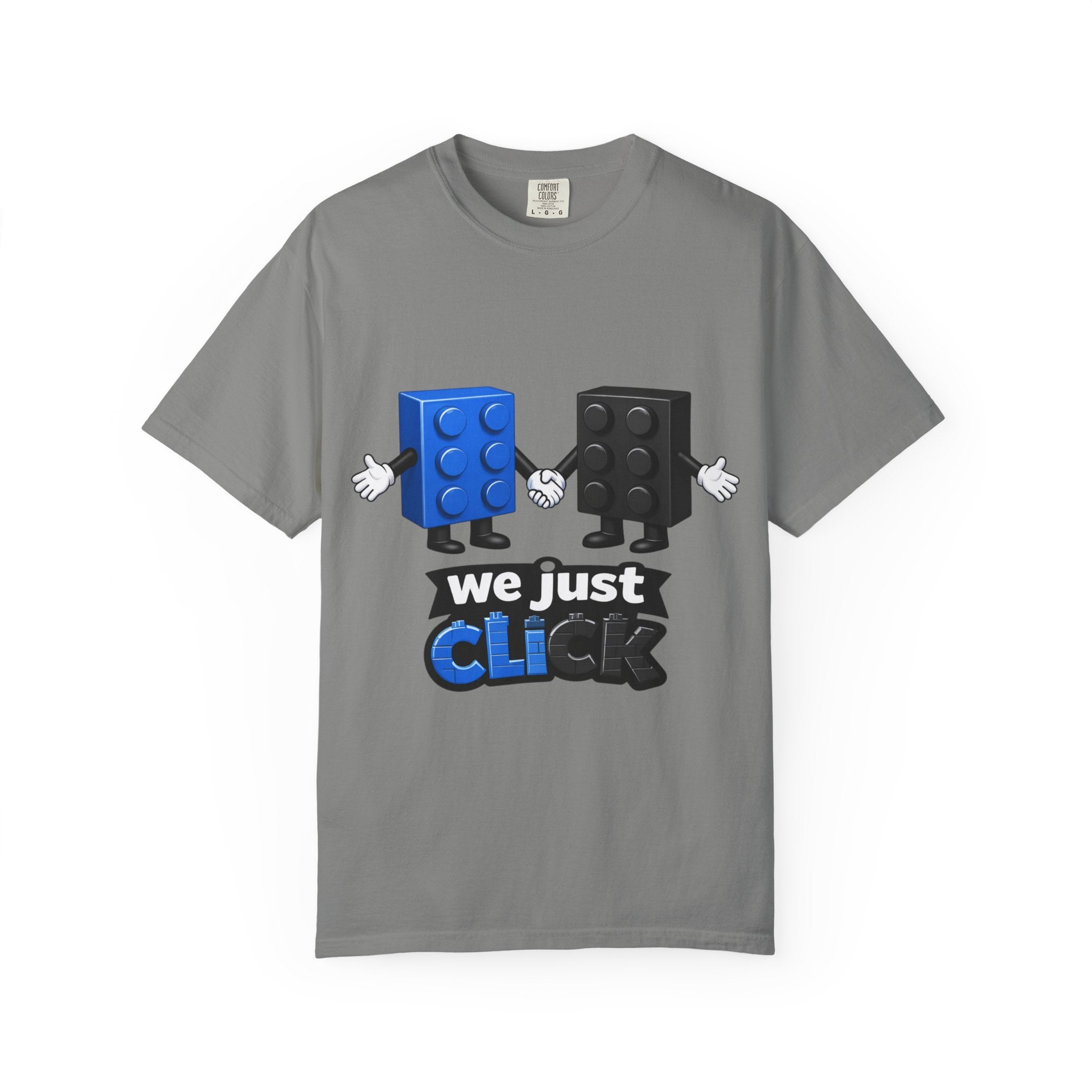 We Just Click—Blue & Black Bricks Tee