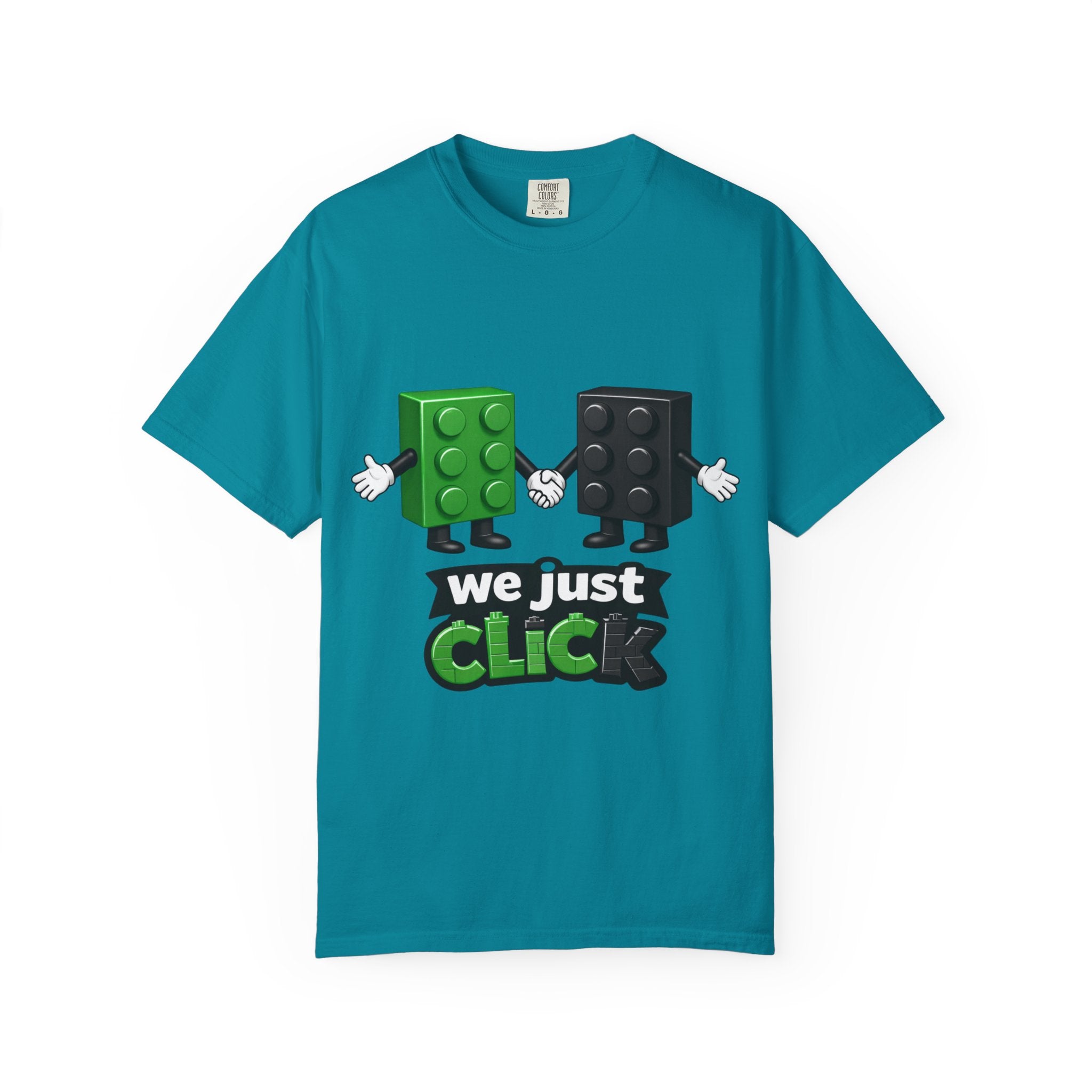 We Just Click—Green & Black Bricks Tee