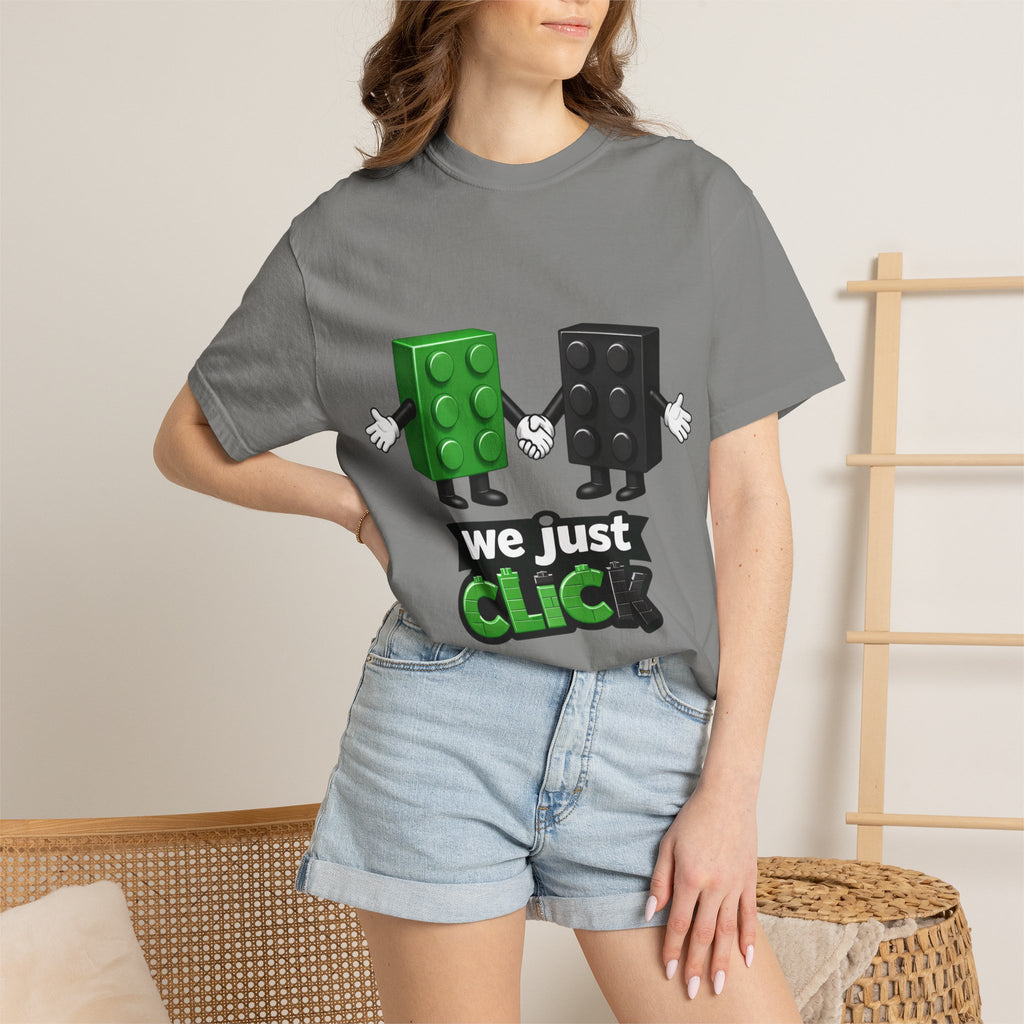We Just Click—Green & Black Bricks Tee