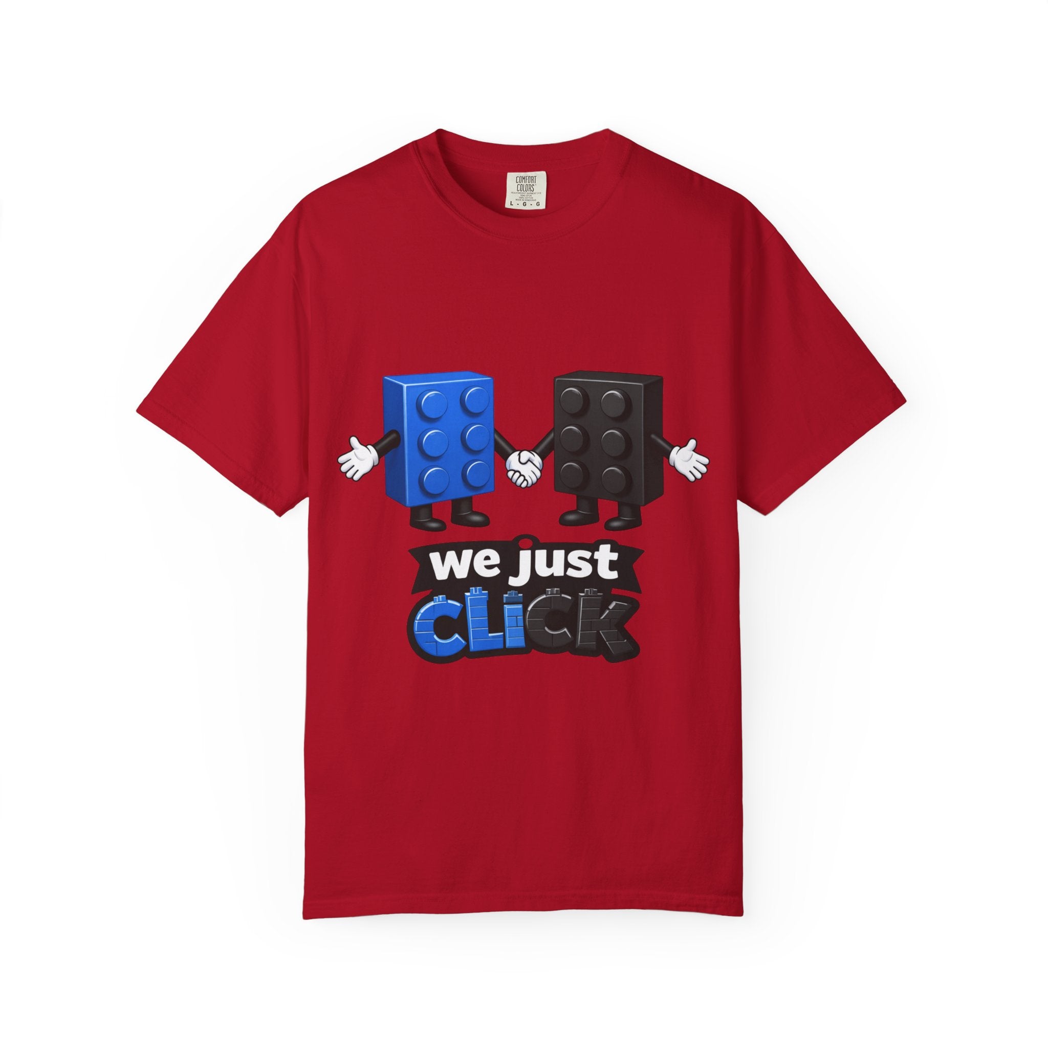 We Just Click—Blue & Black Bricks Tee