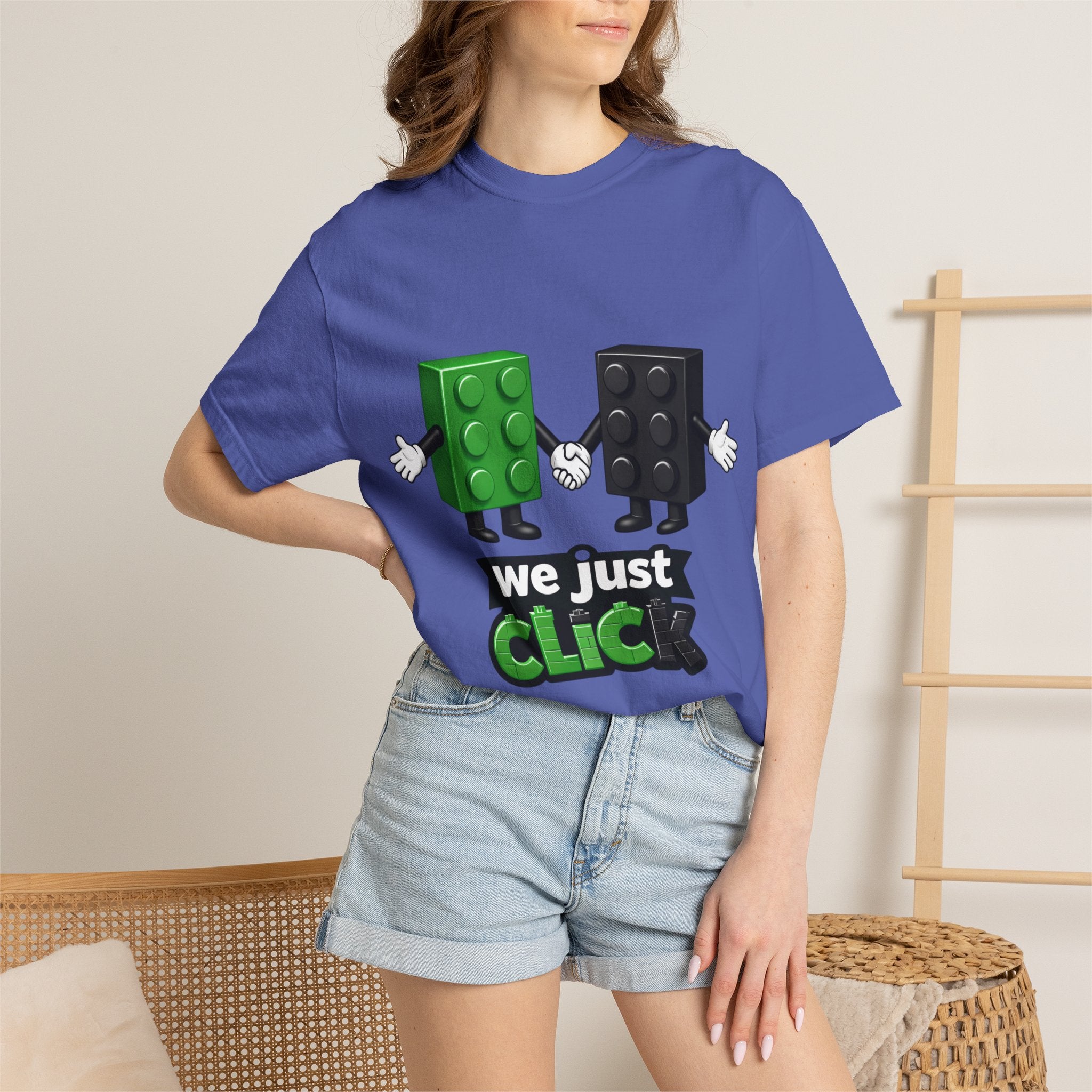 We Just Click—Green & Black Bricks Tee