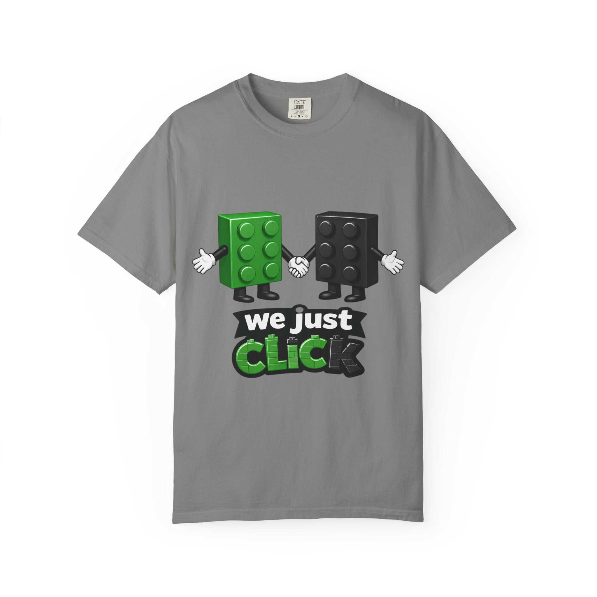 We Just Click—Green & Black Bricks Tee