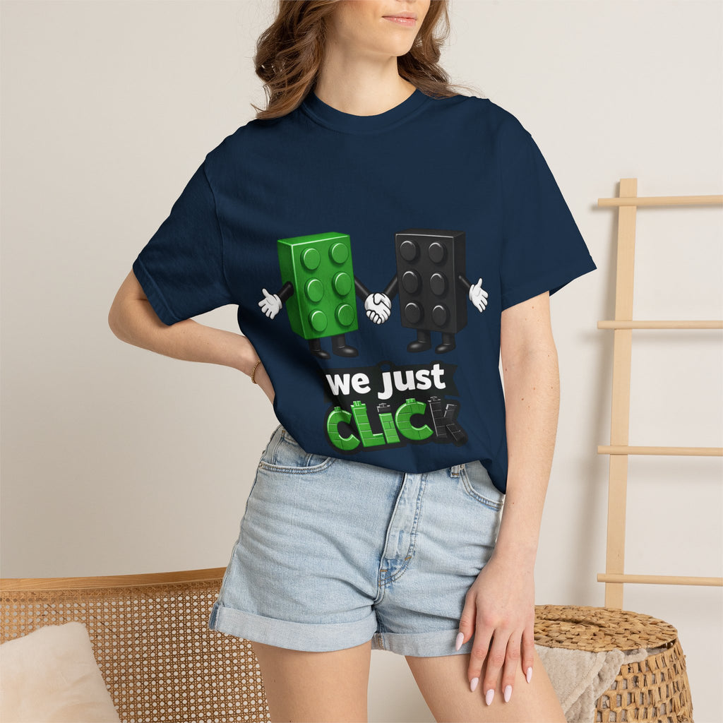 We Just Click—Green & Black Bricks Tee