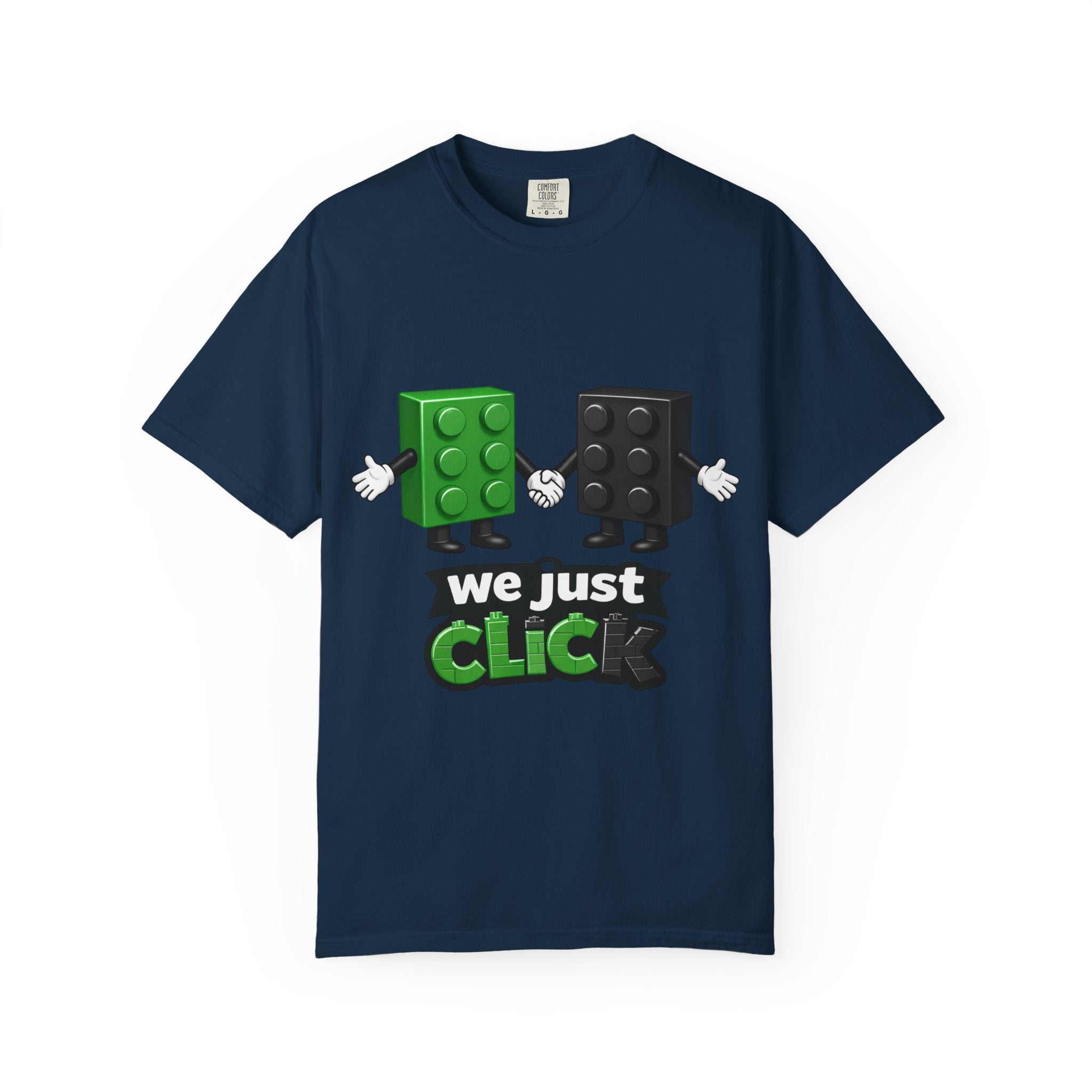 We Just Click—Green & Black Bricks Tee