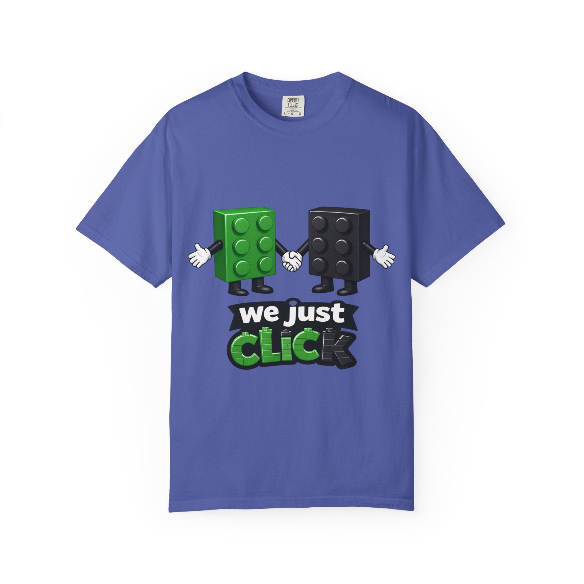 We Just Click—Green & Black Bricks Tee
