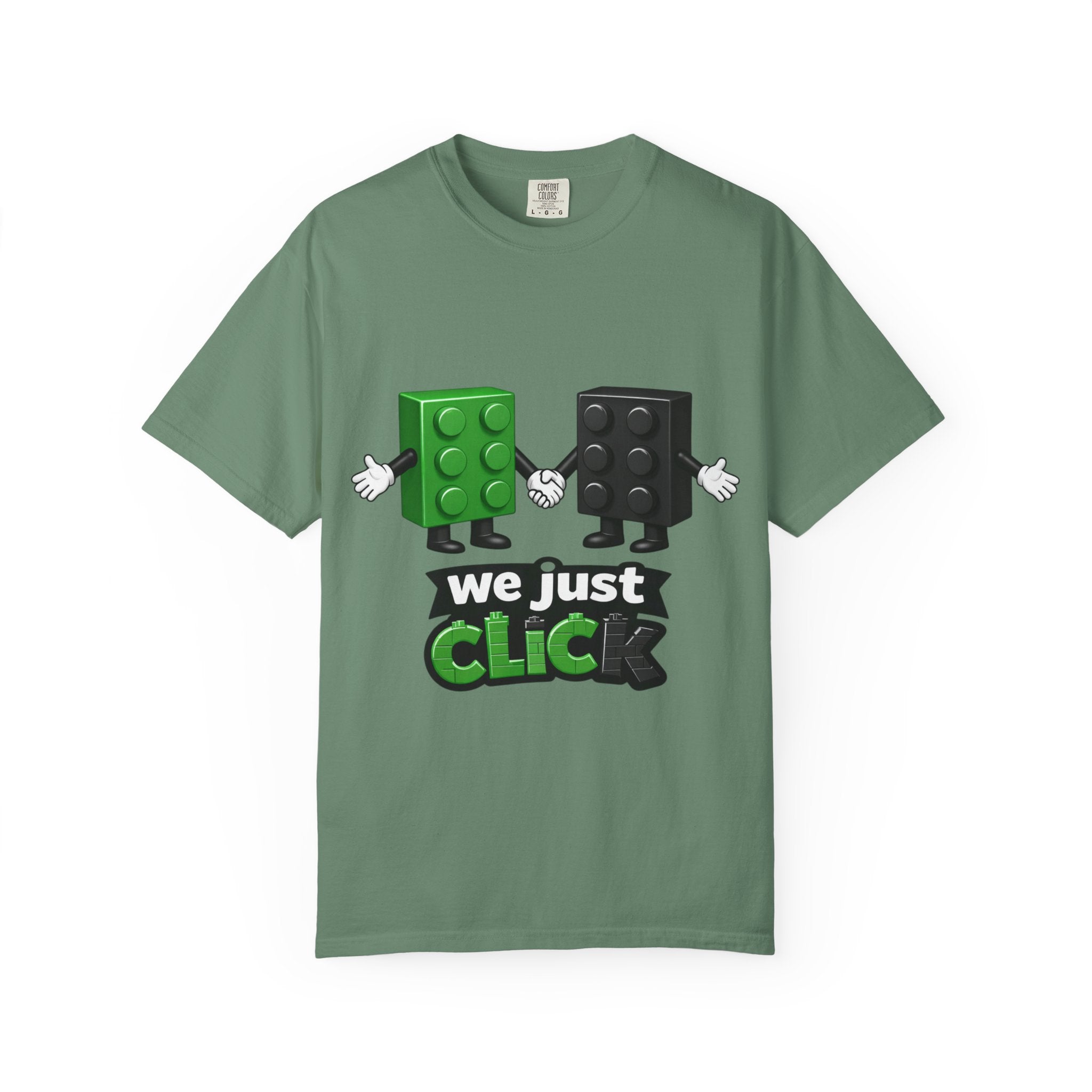We Just Click—Green & Black Bricks Tee