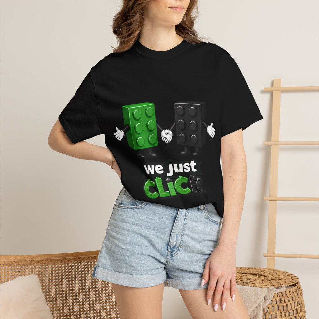We Just Click—Green & Black Bricks Tee