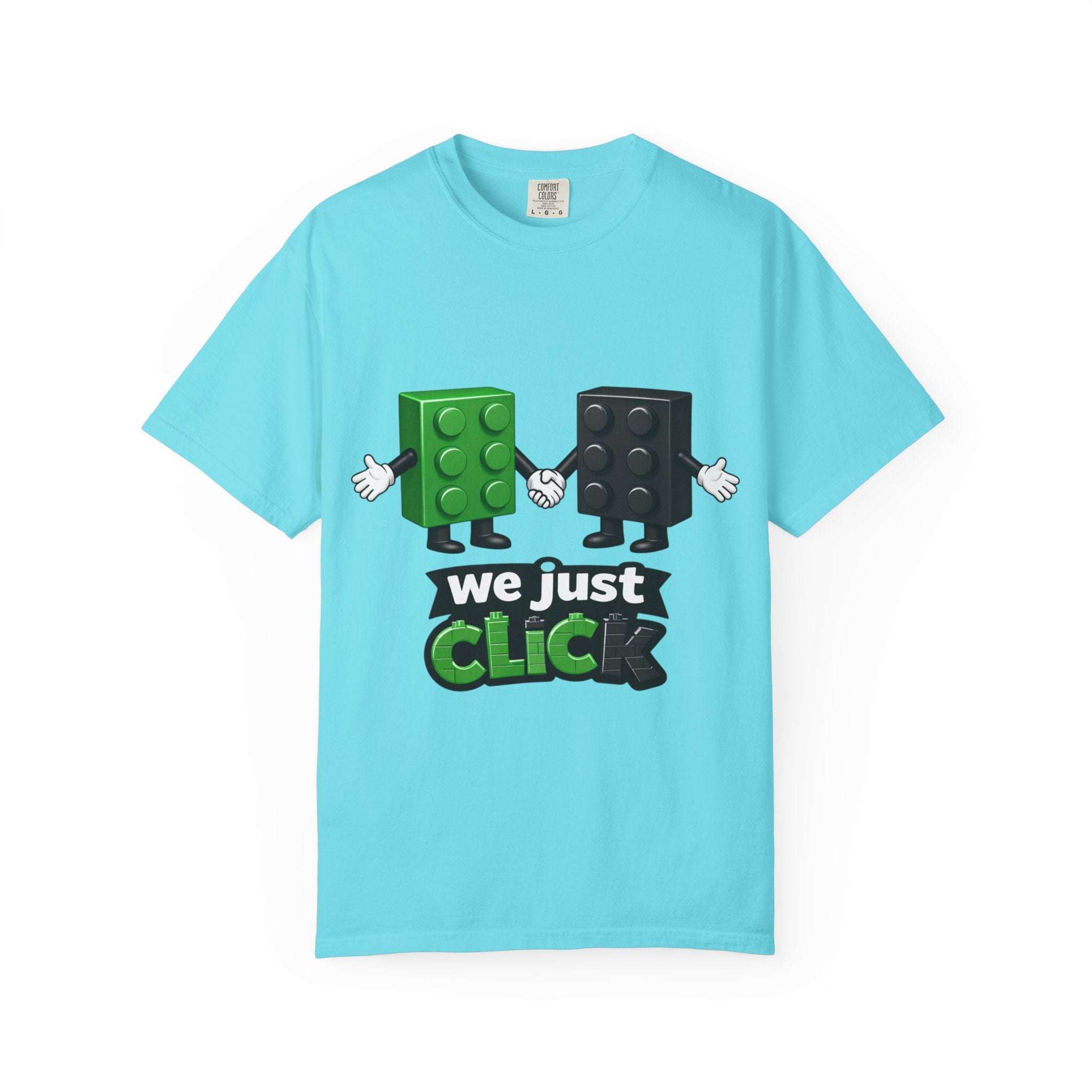 We Just Click—Green & Black Bricks Tee