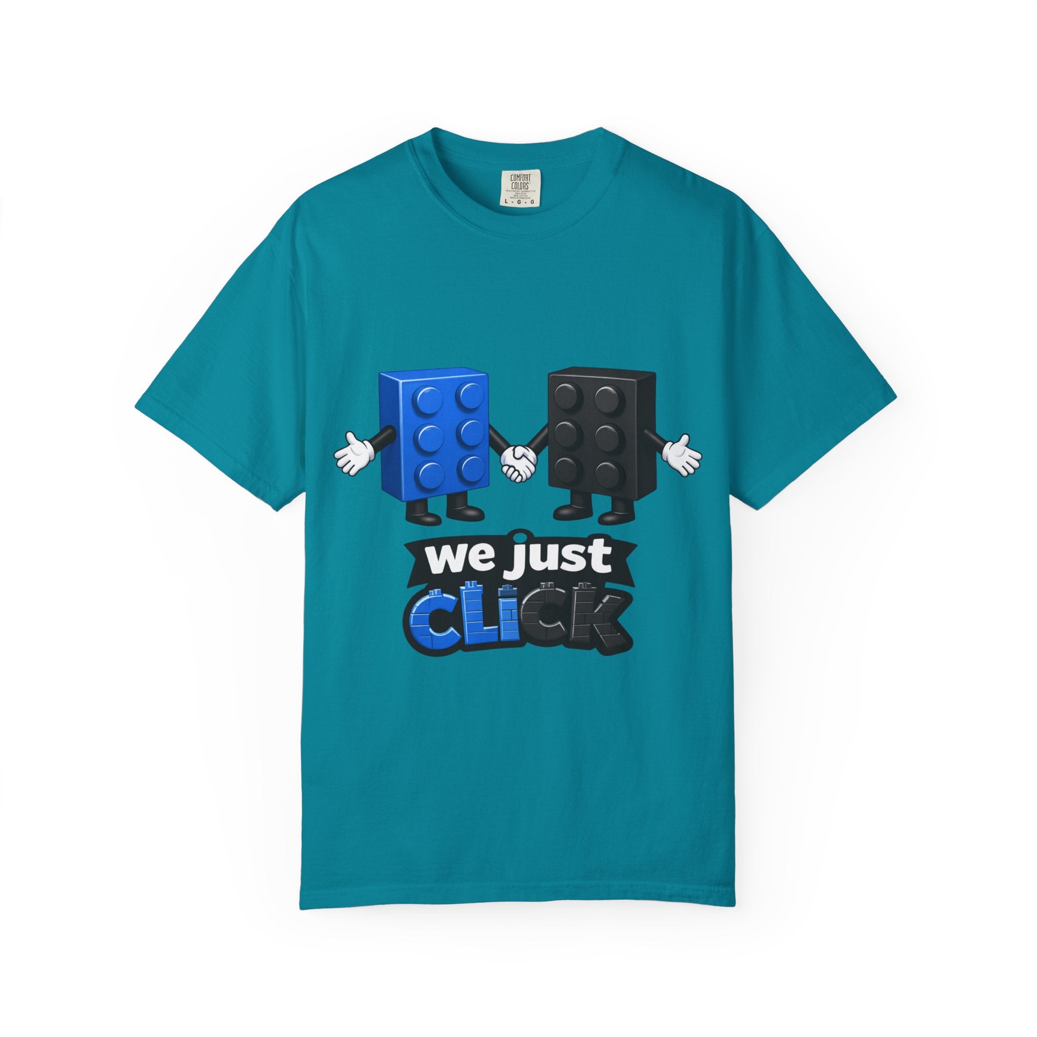 We Just Click—Blue & Black Bricks Tee