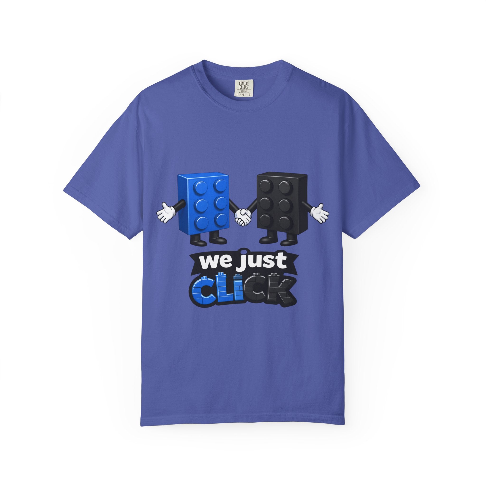 We Just Click—Blue & Black Bricks Tee