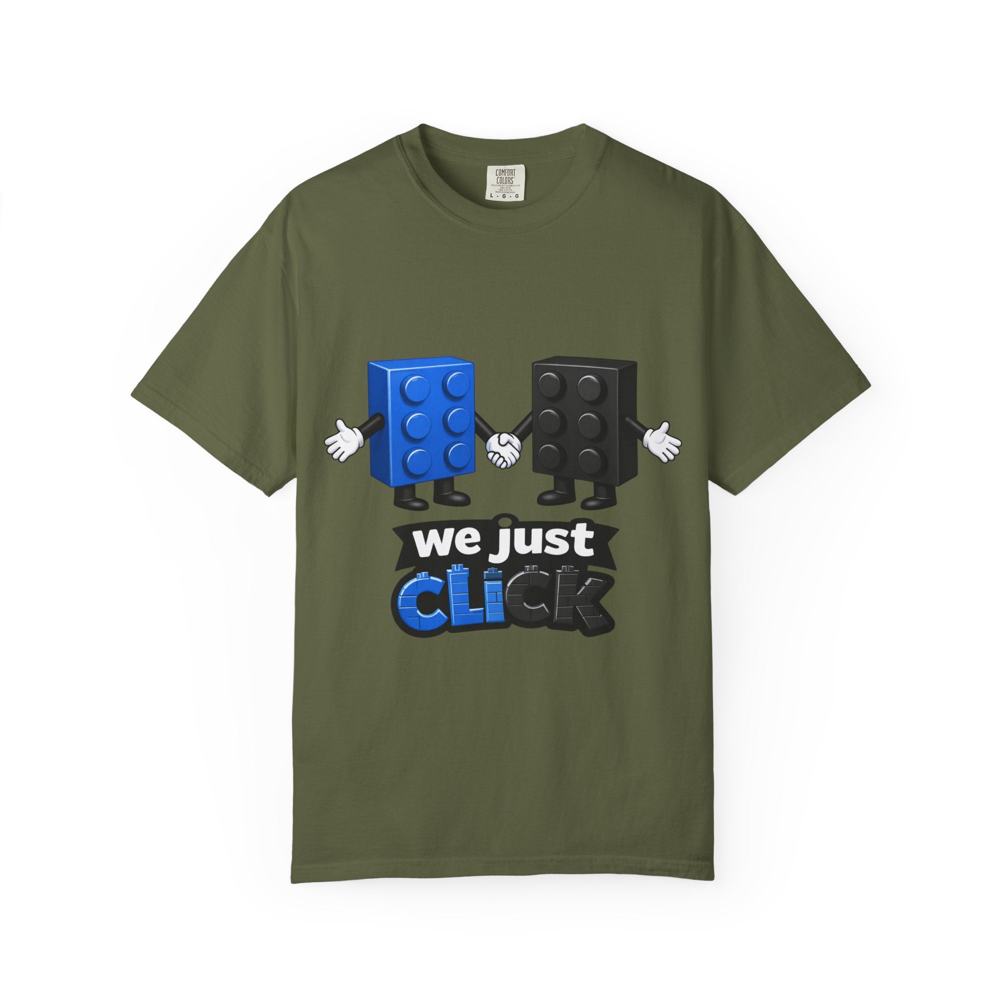 We Just Click—Blue & Black Bricks Tee