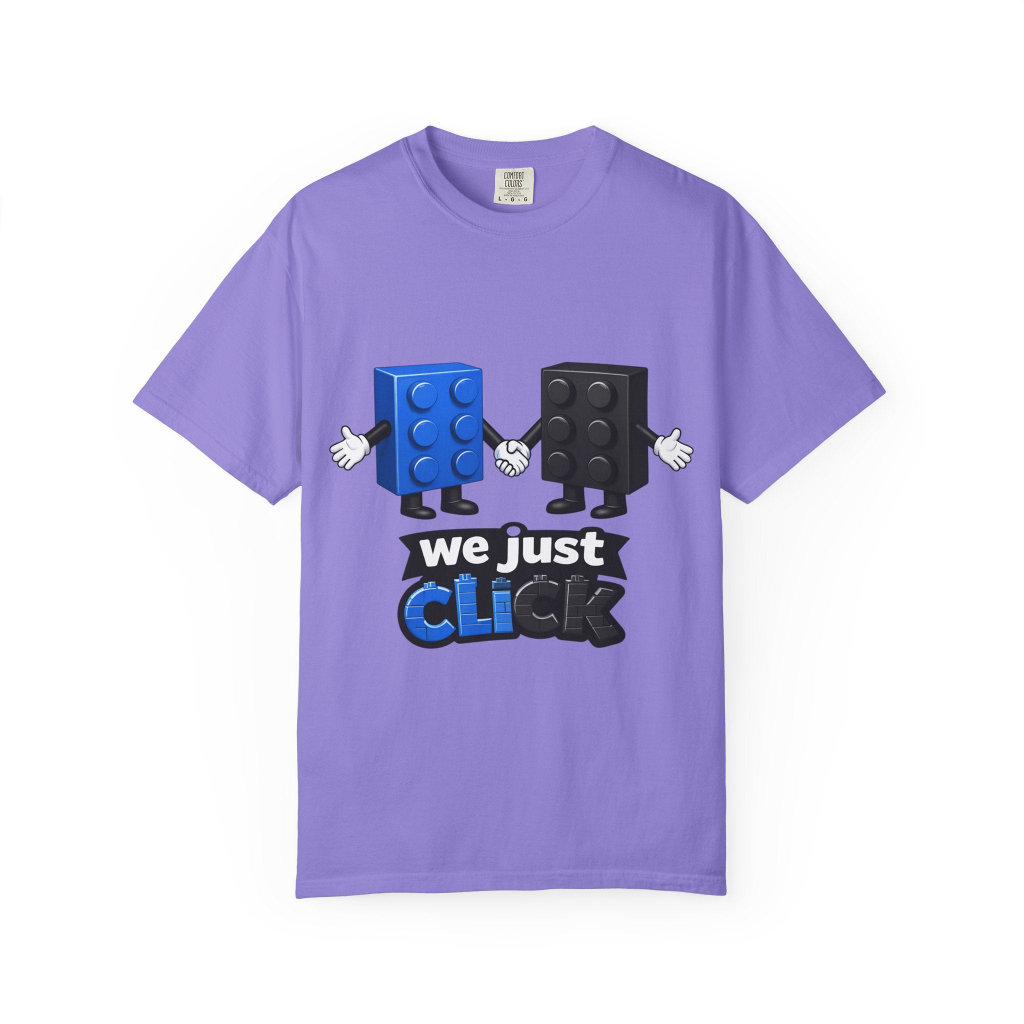 We Just Click—Blue & Black Bricks Tee