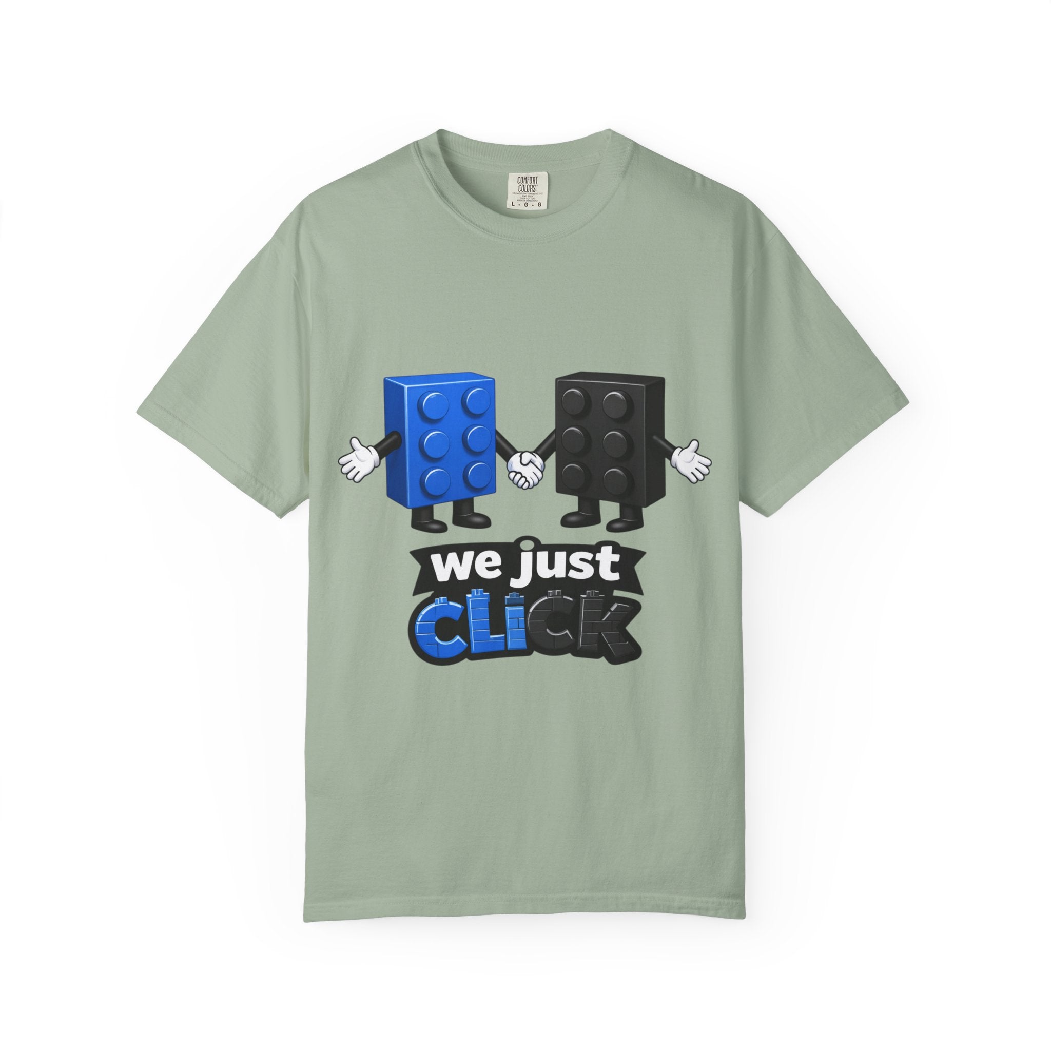 We Just Click—Blue & Black Bricks Tee